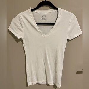 J Crew Fine Rib Cotton Tee XS White